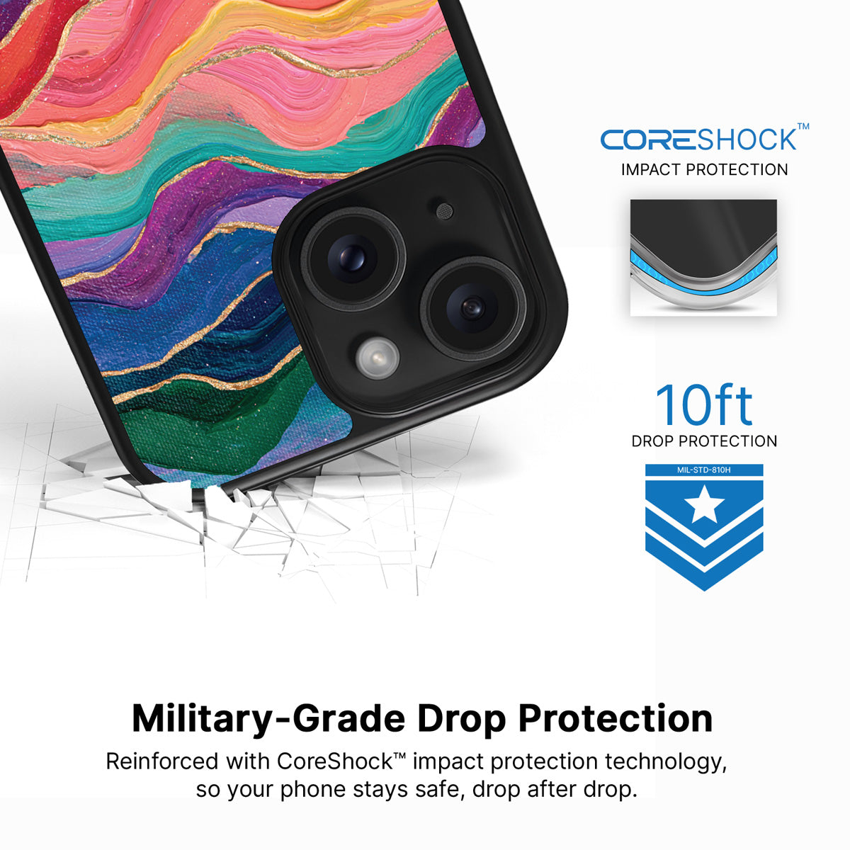 Painted Peaks iPhone 15 Plus case with drop protection