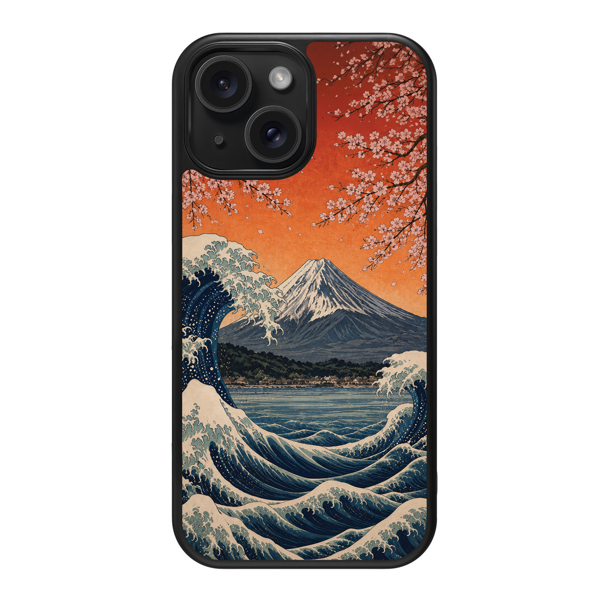 Sakura Coast design back view – iPhone 15 Plus case