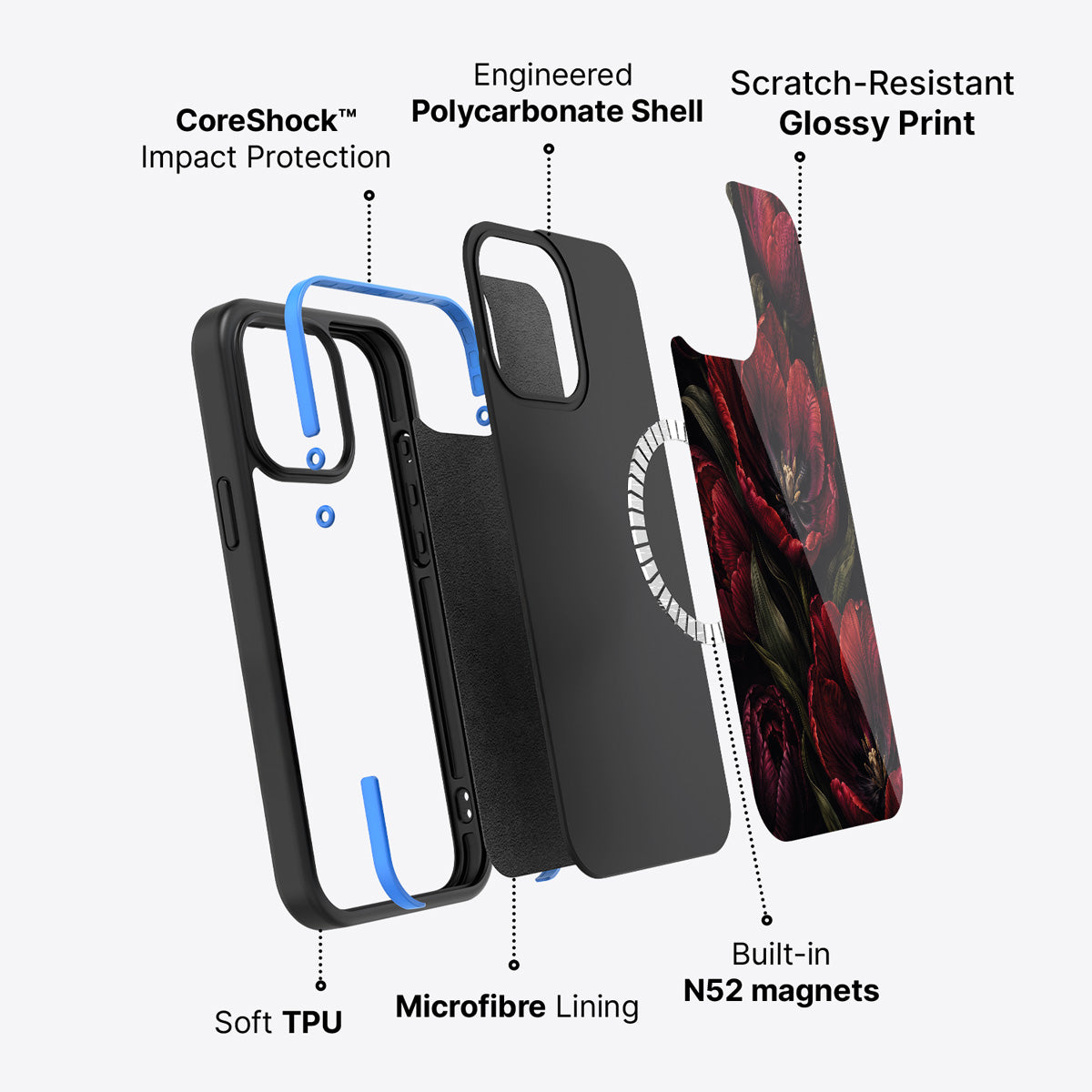 iPhone 15 Plus case construction – Scarlet Hour phone case