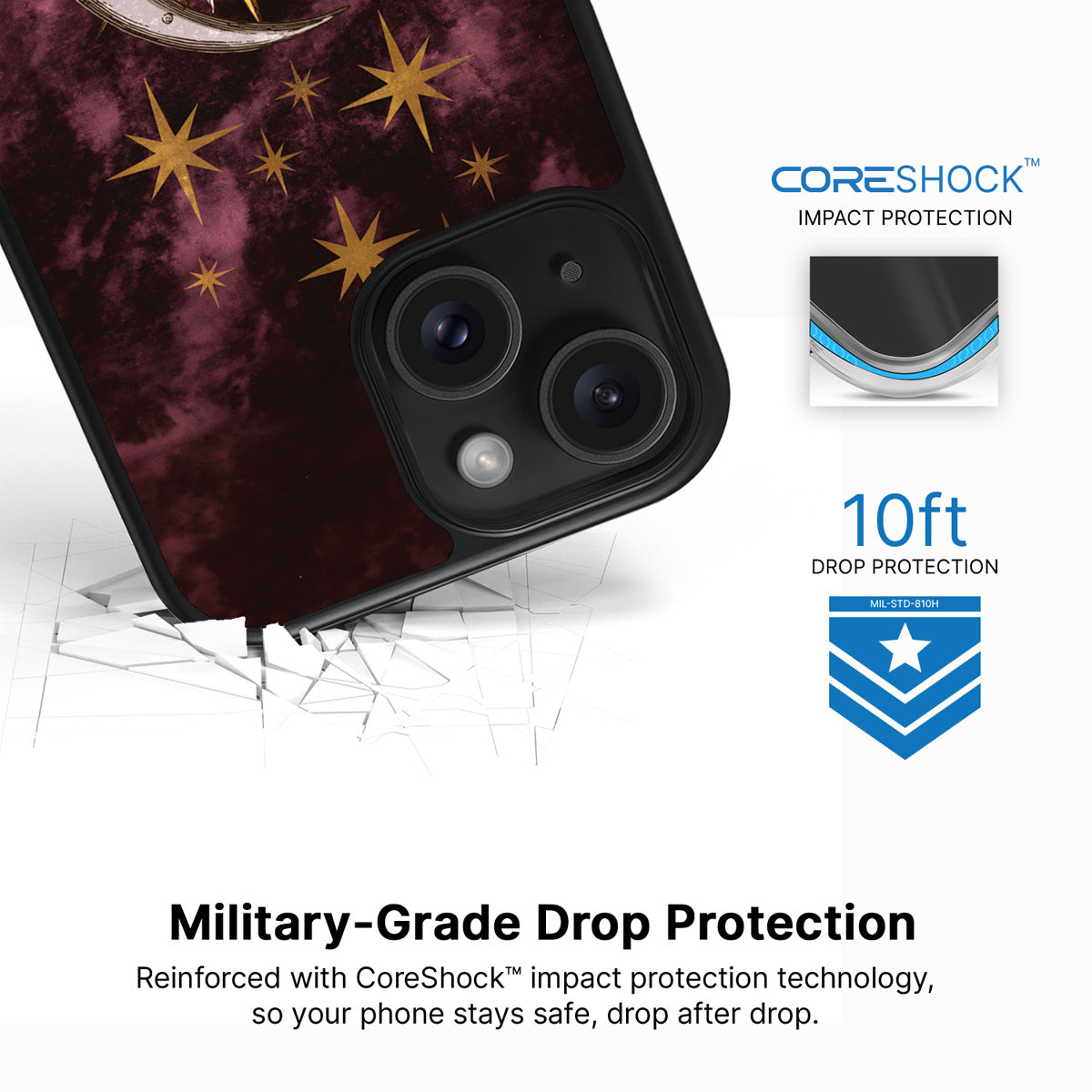 Sun and Moon iPhone 15 Plus case with drop protection