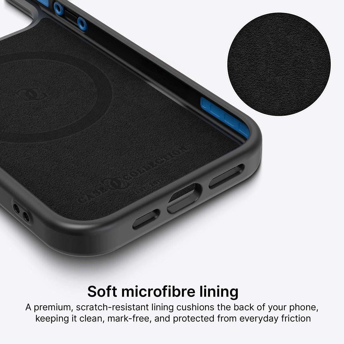 iPhone 15 Plus case interior – Velvet Reverie microfibre lining