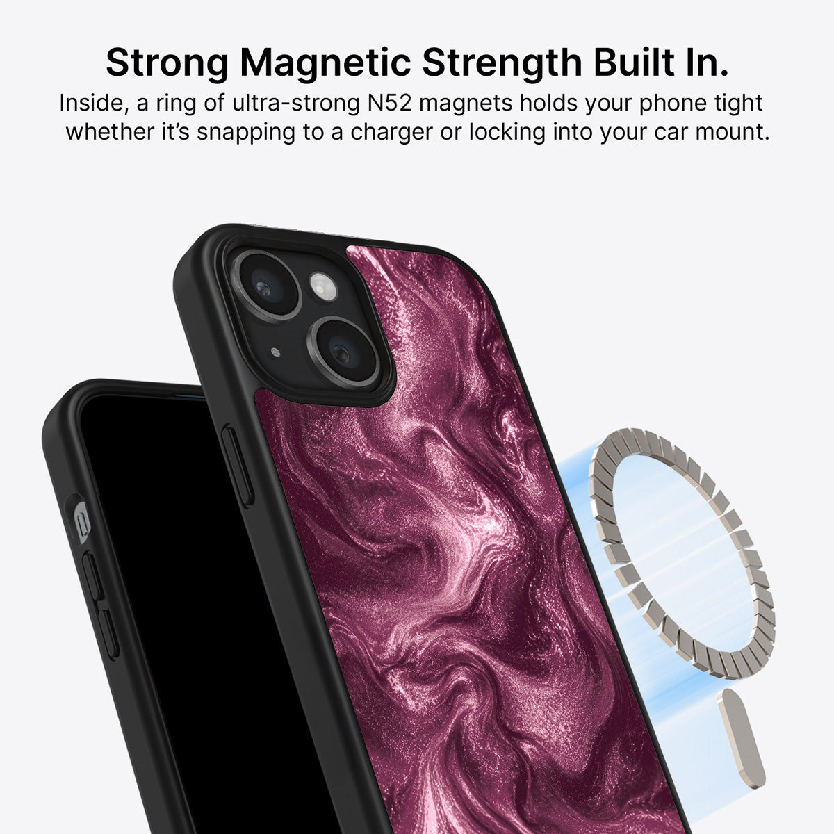 iPhone 15 Plus MagSafe case – Wine Shimmer design