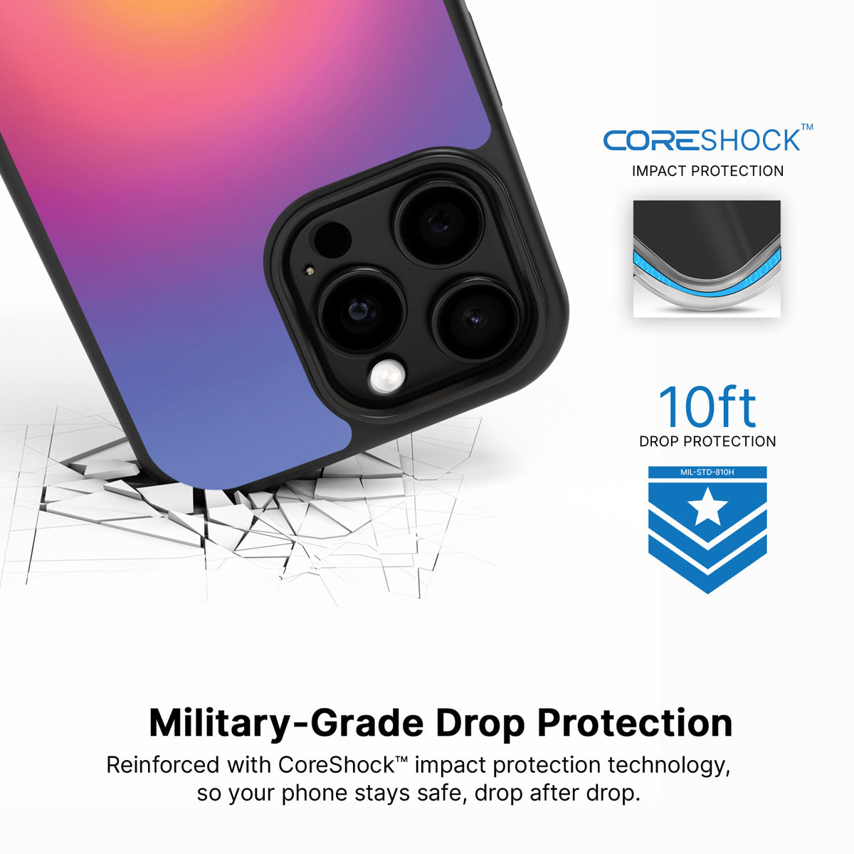 Aura Glow iPhone 15 Pro case with drop protection