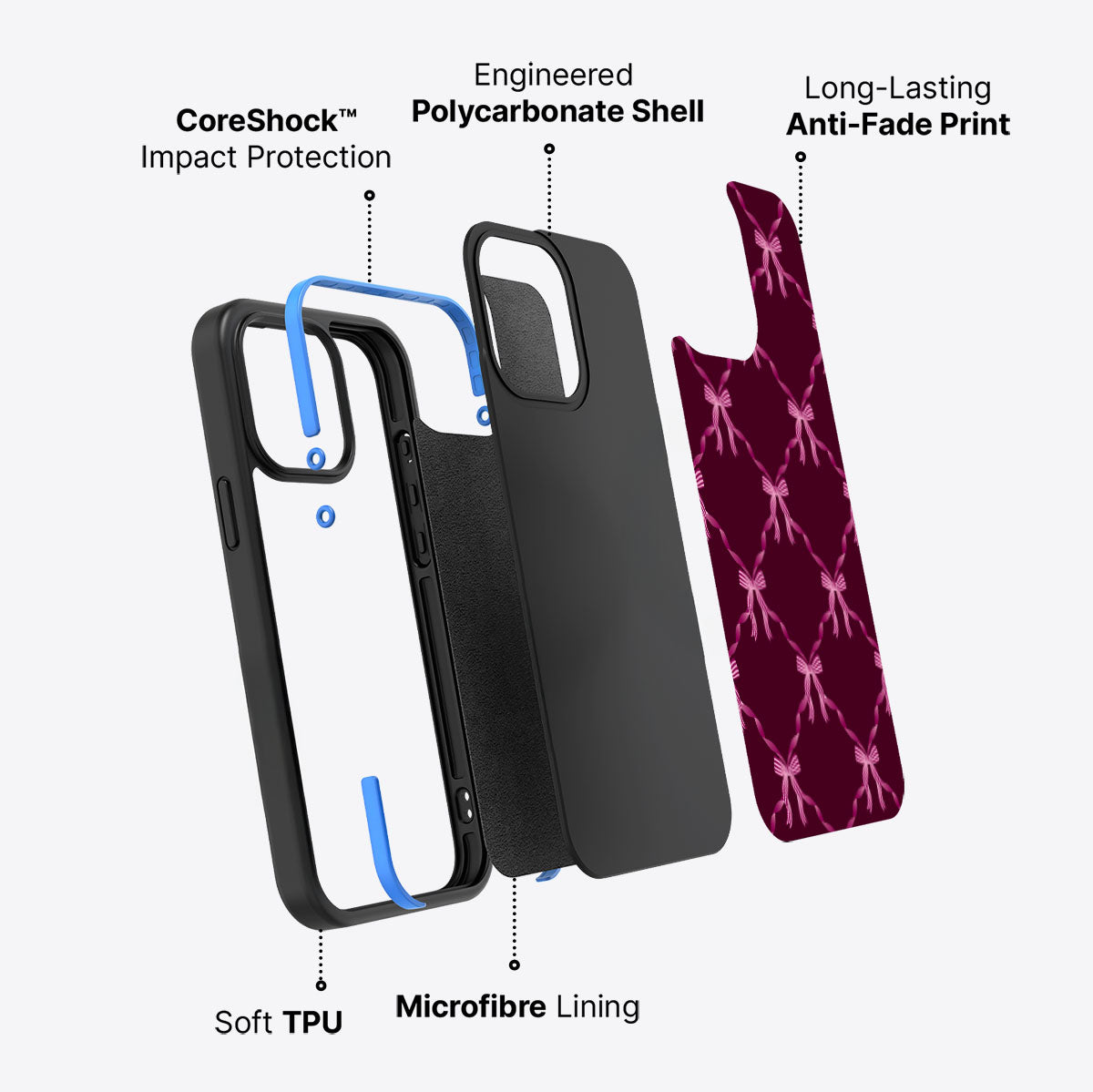 Bordeaux Bow - iPhone 15 Pro Case