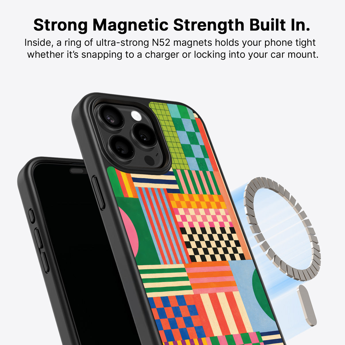 iPhone 15 Pro MagSafe case – Carnival Quilt design
