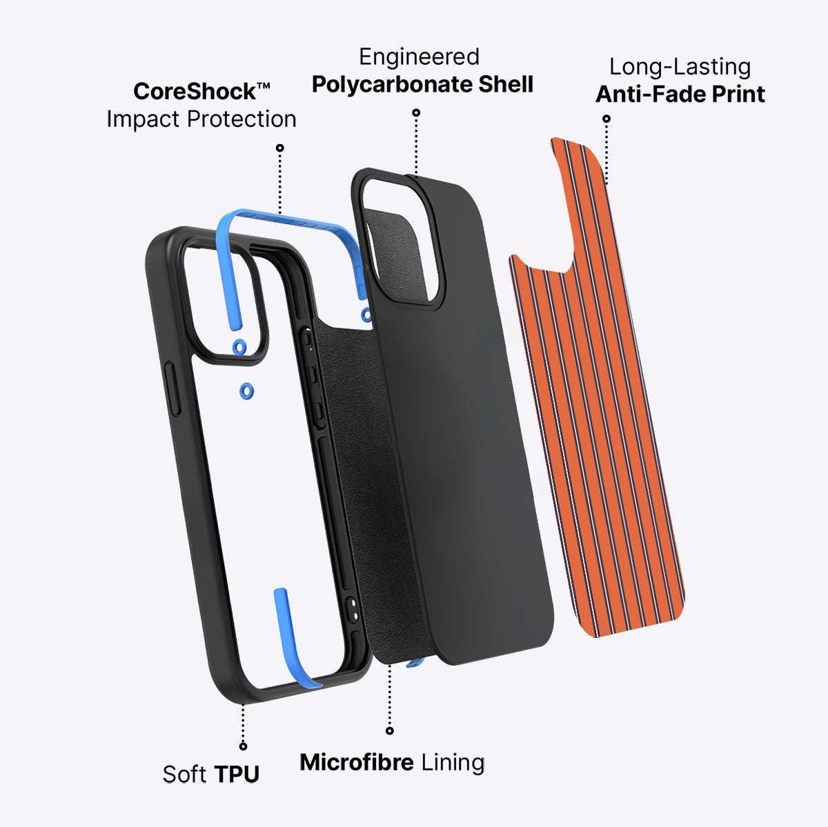 Flared Orange - iPhone 15 Pro Case #case type_core (non magsafe)