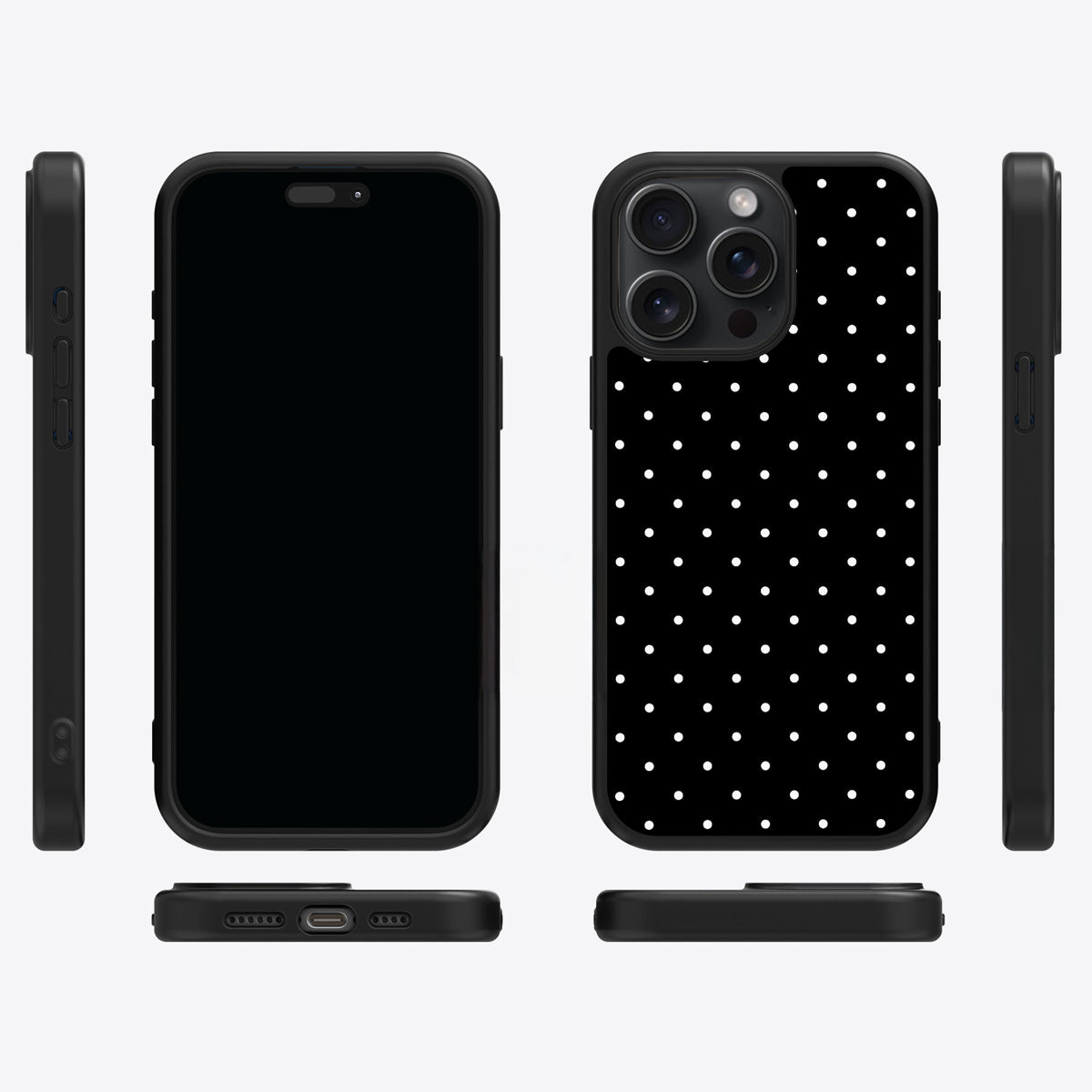 Midnight Confetti iPhone 15 Pro case cover – multi-angle view
