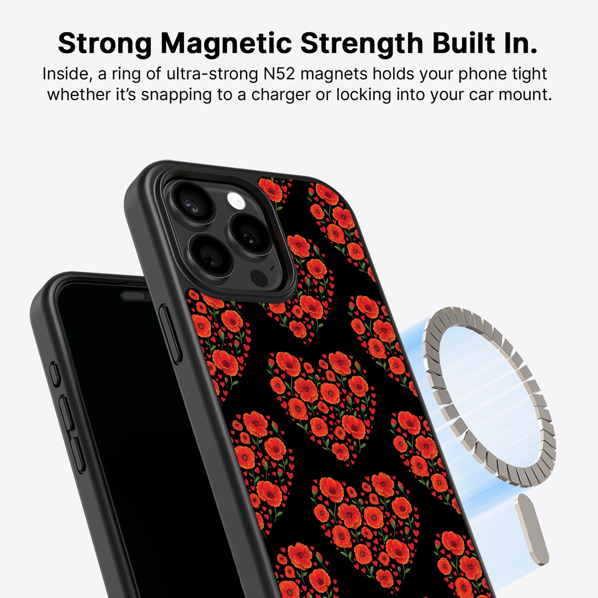Poppy Heart - iPhone 15 Pro Case #case type_core (magsafe)