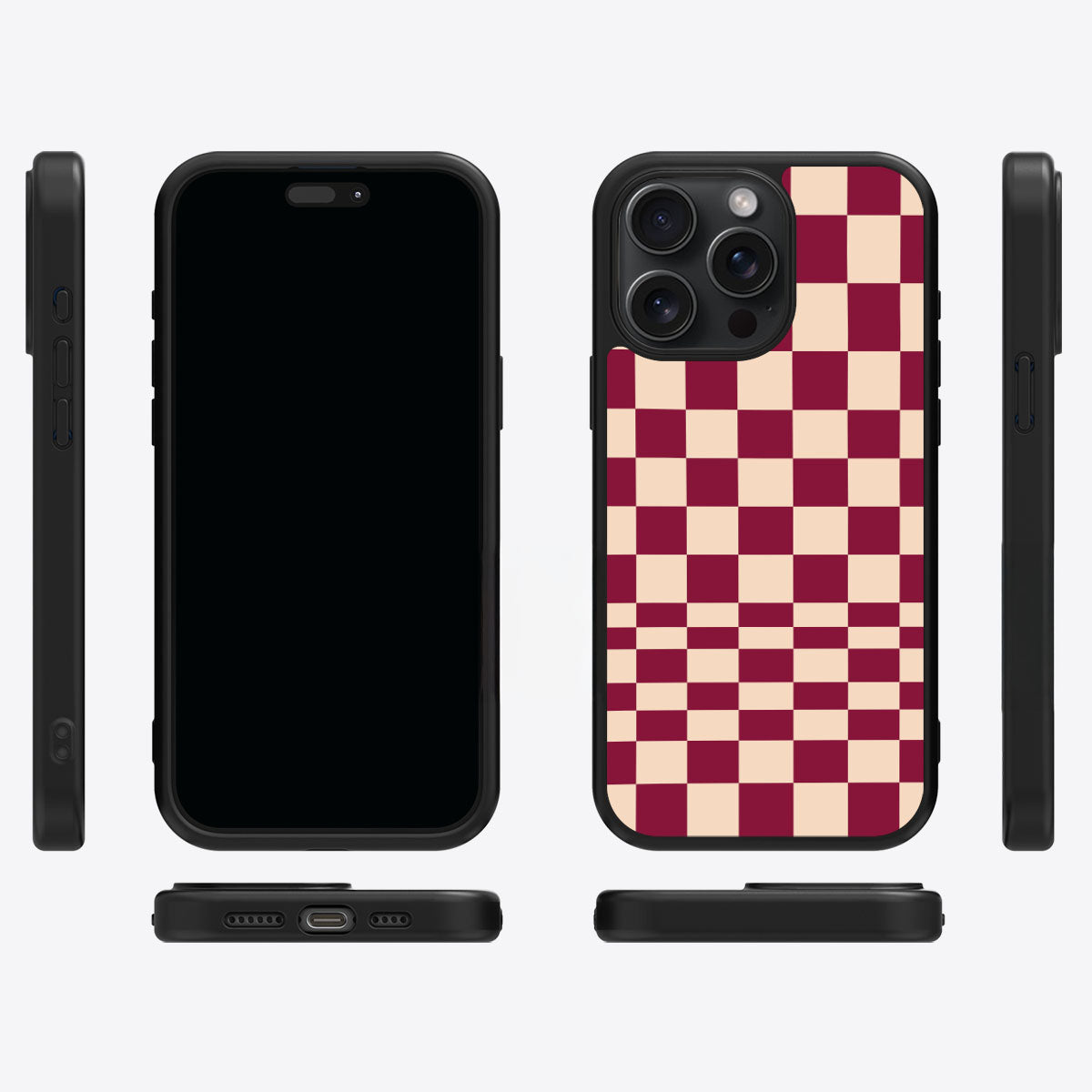 Rouge Board iPhone 15 Pro case cover – multi-angle view