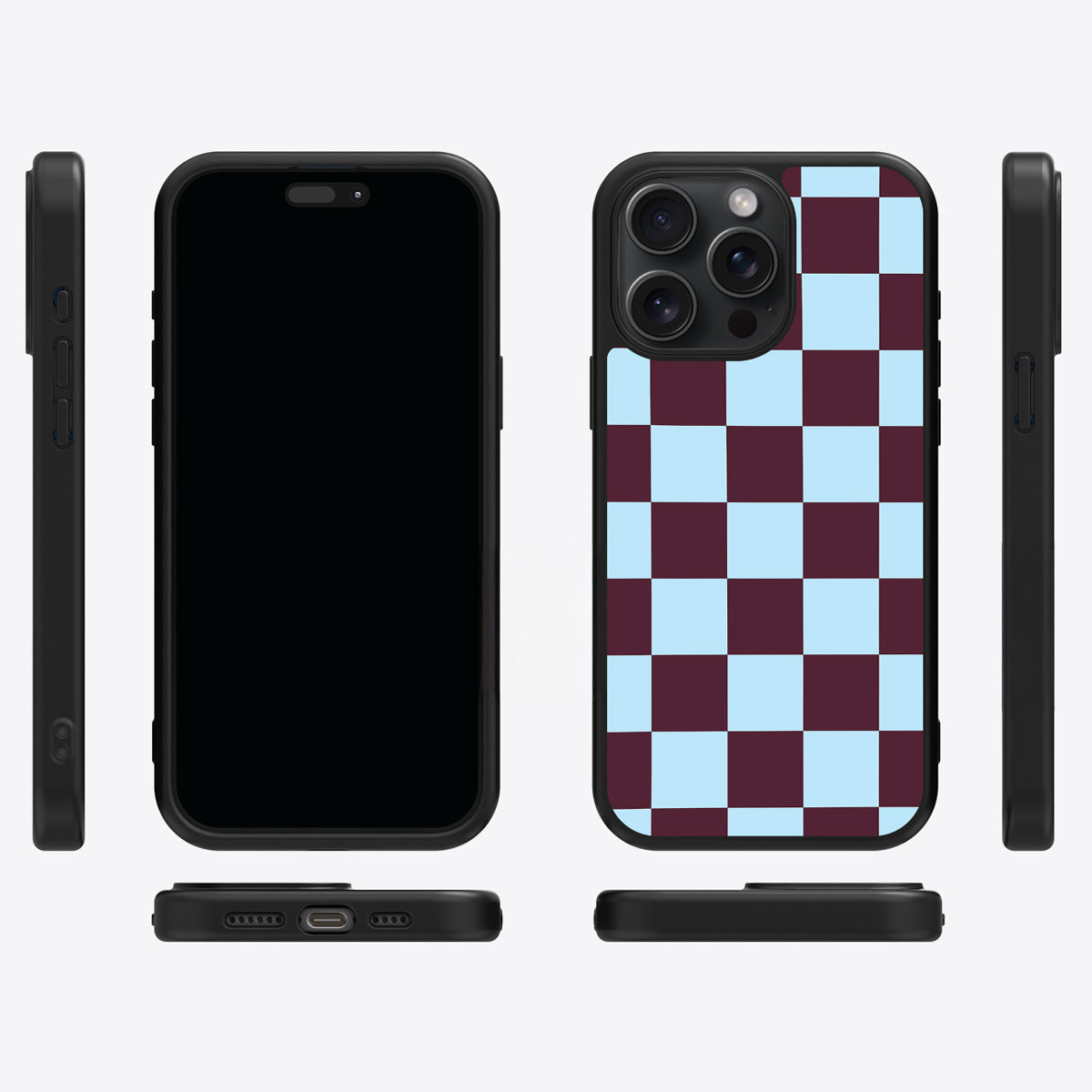 Cabernet Tile iPhone 15 Pro Max case cover – multi-angle view