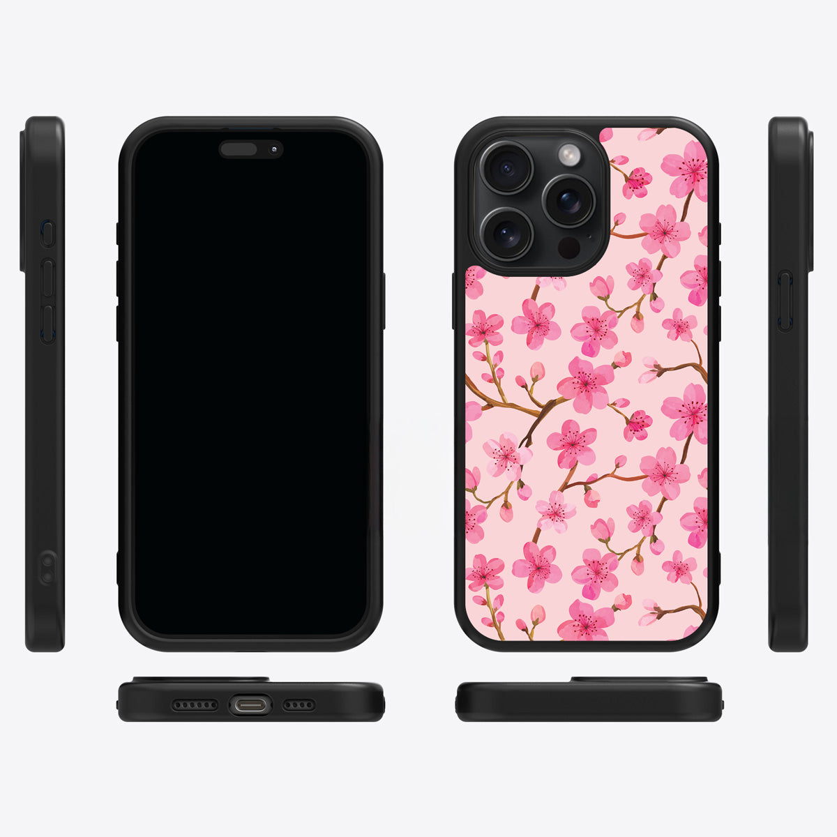 Cherry Blossom iPhone 15 Pro Max case cover – multi-angle view