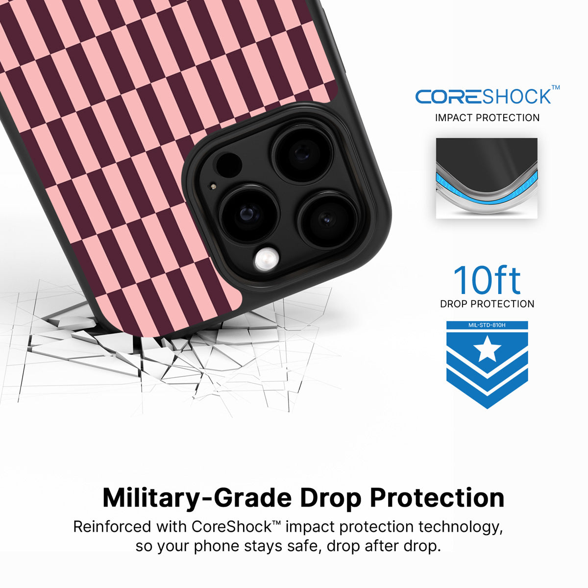 Garnet Stack iPhone 15 Pro Max case with drop protection