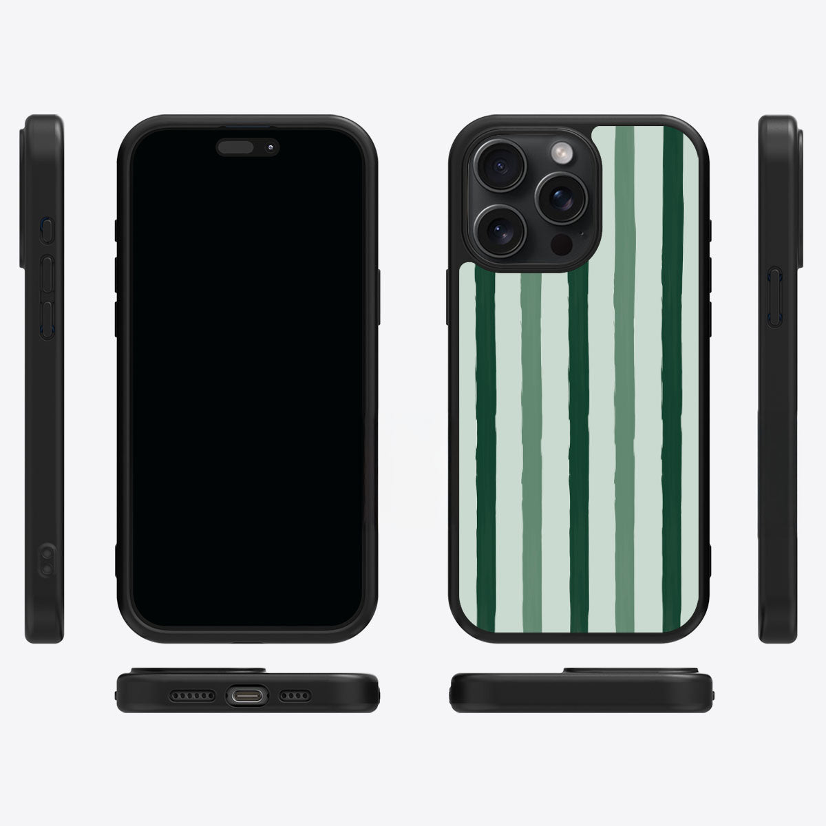 Green Watercolor Stripes - iPhone 15 Pro Max Case #case type_core (magsafe), #case type_core (non magsafe)