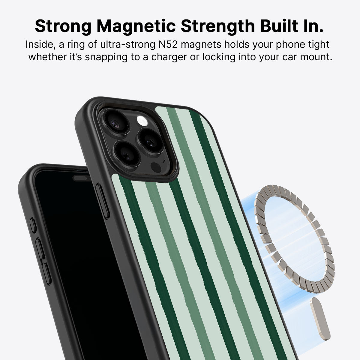 Green Watercolor Stripes - iPhone 15 Pro Max Case #case type_core (magsafe)