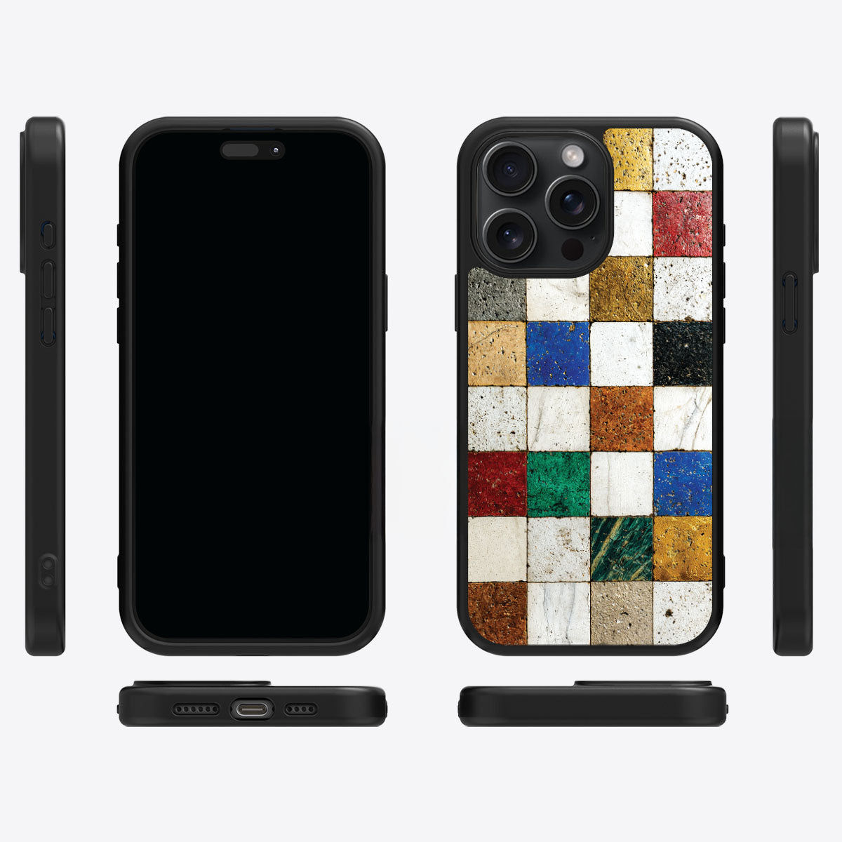 Heritage Mosaic iPhone 15 Pro Max case cover – multi-angle view