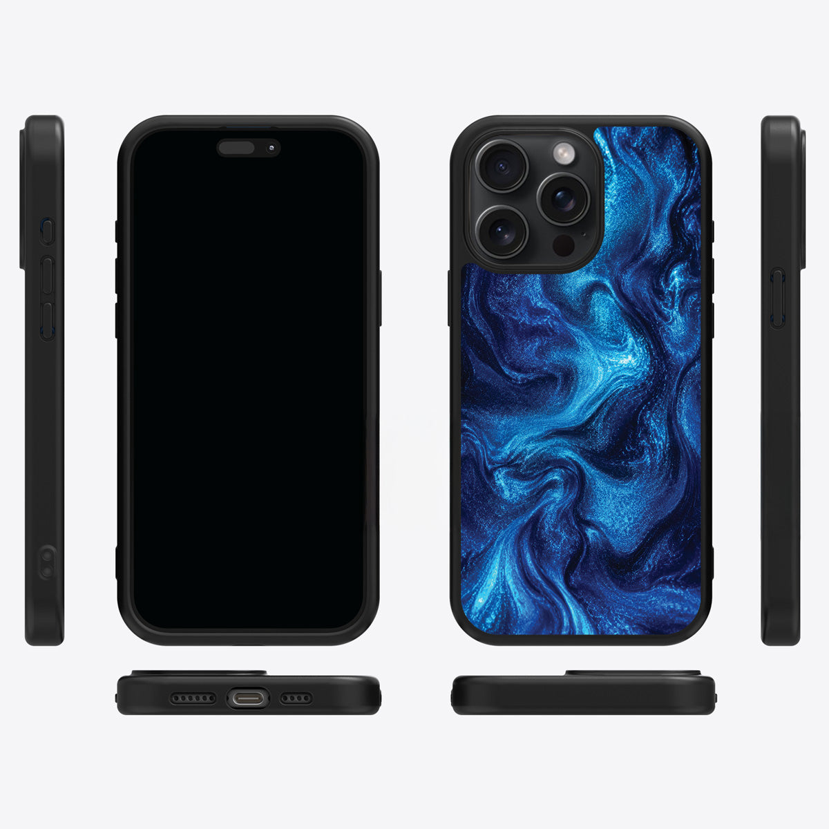 Blue Marble Designer iPhone 15 Pro Max Case – Indigo Impasto | MagSafe