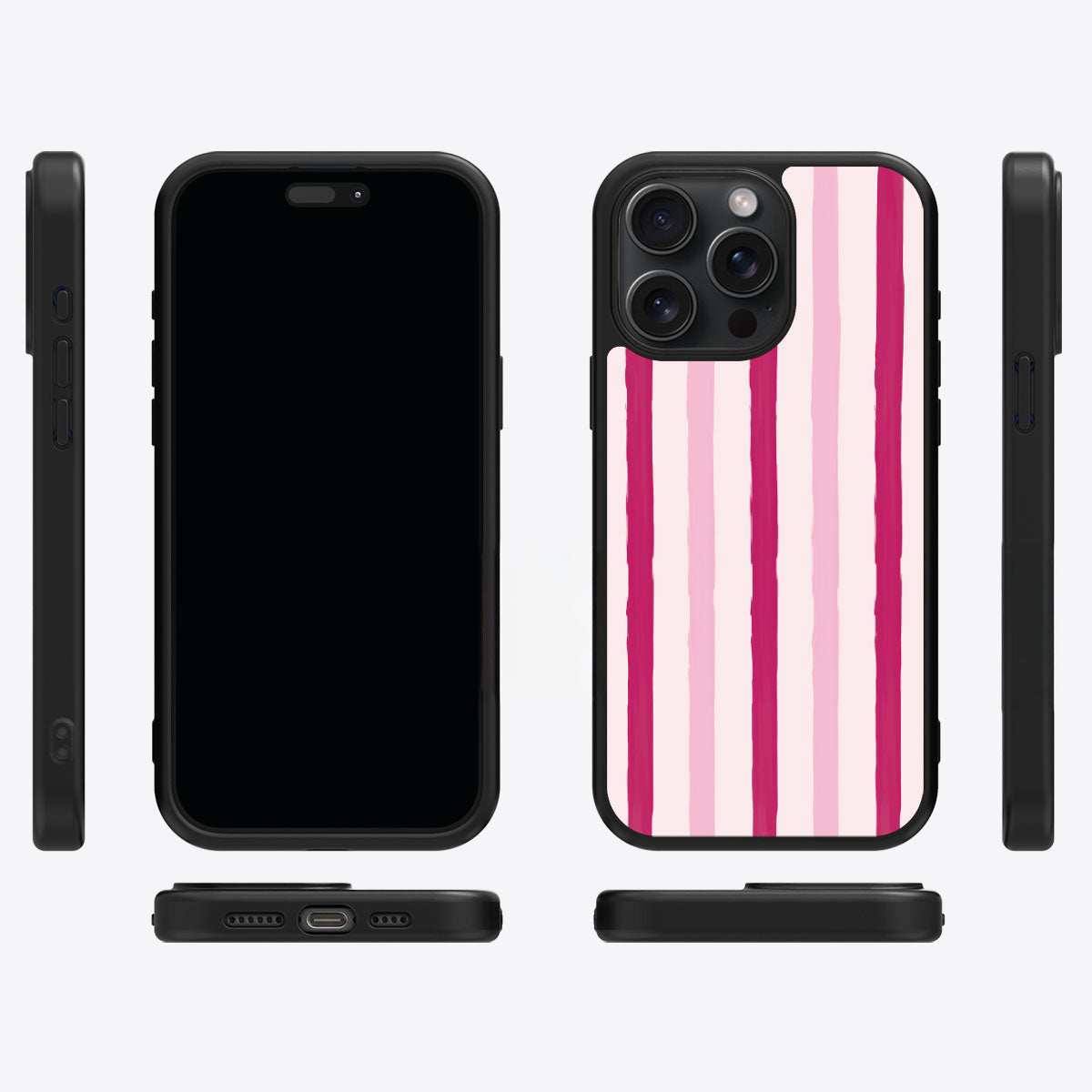 Pink Watercolor Stripes - iPhone 15 Pro Max Case #case type_core (magsafe), #case type_core (non magsafe)