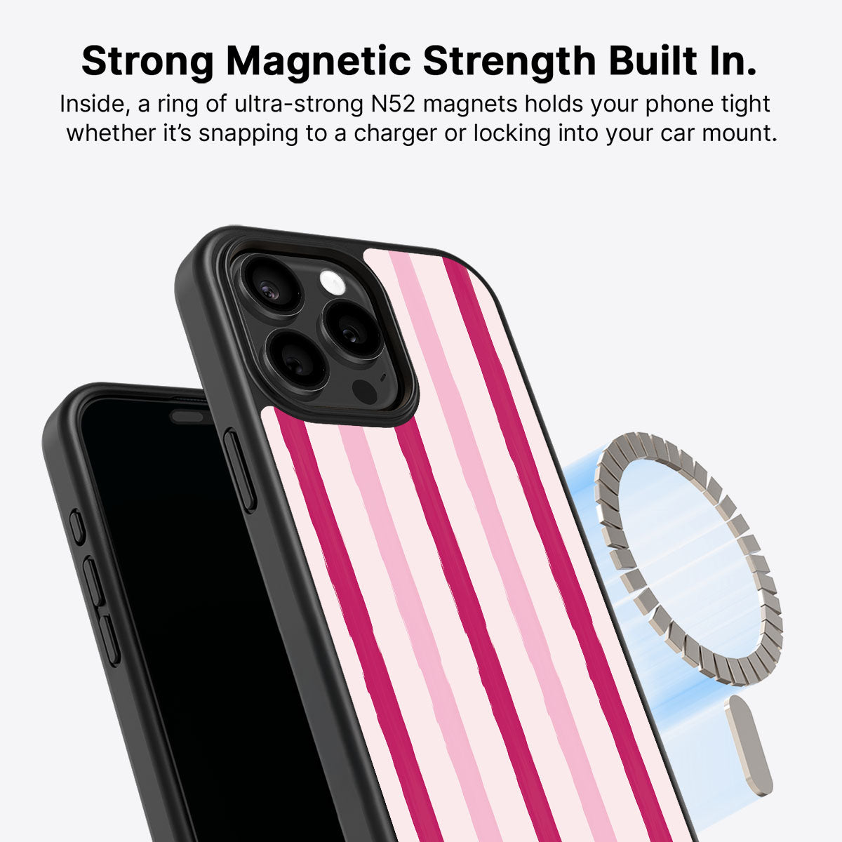Pink Watercolor Stripes - iPhone 15 Pro Max Case #case type_core (magsafe)