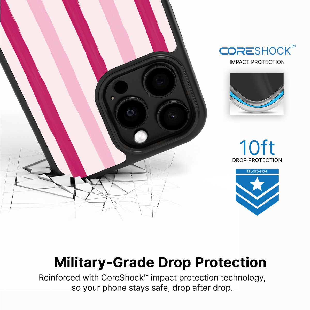 Pink Watercolor Stripes - iPhone 15 Pro Max Case #case type_core (magsafe), #case type_core (non magsafe)