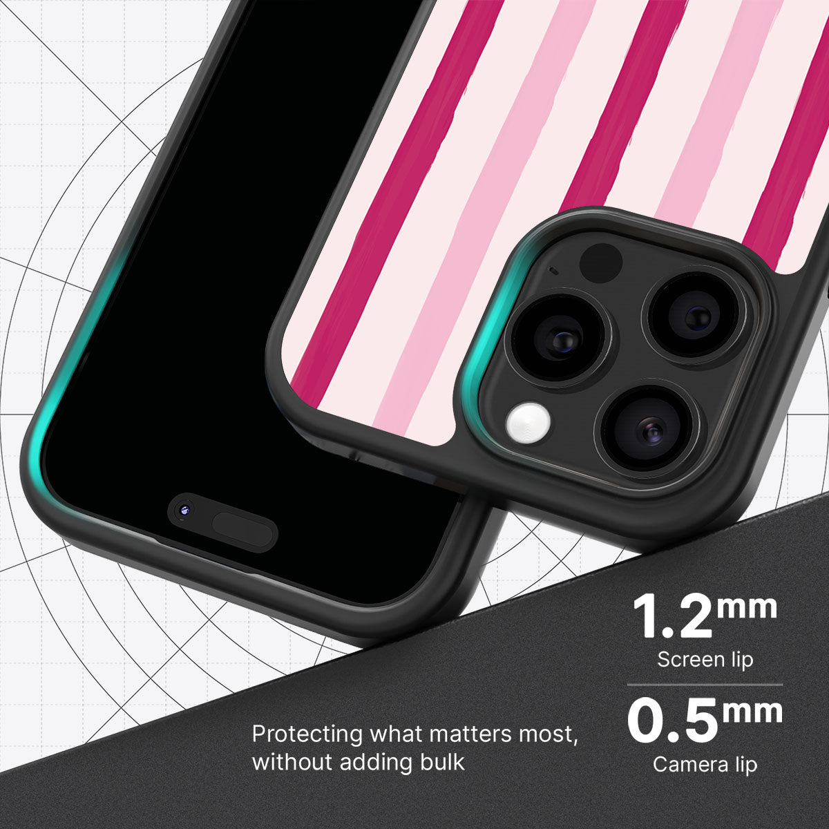 Pink Watercolor Stripes - iPhone 15 Pro Max Case #case type_core (magsafe), #case type_core (non magsafe)