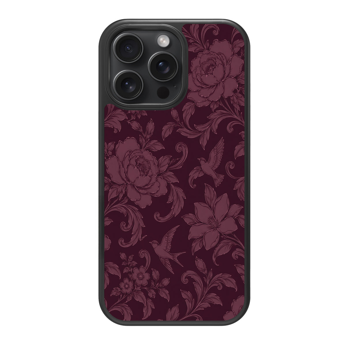 Swallow Damask design back view – iPhone 15 Pro Max case