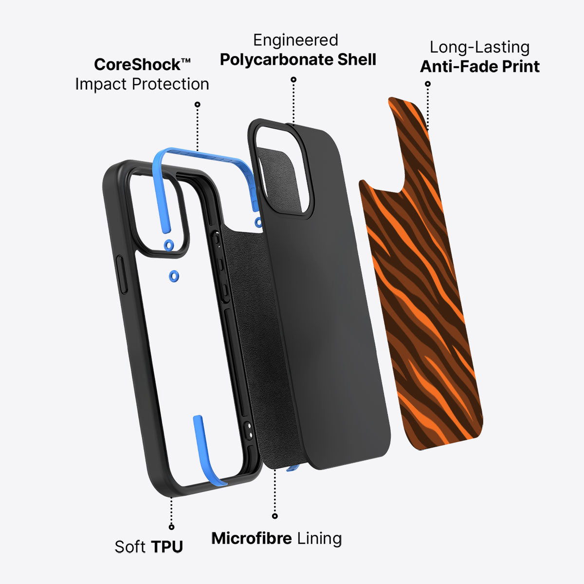 Tiger Trace - iPhone 15 Pro Max Case #case type_core (non magsafe)