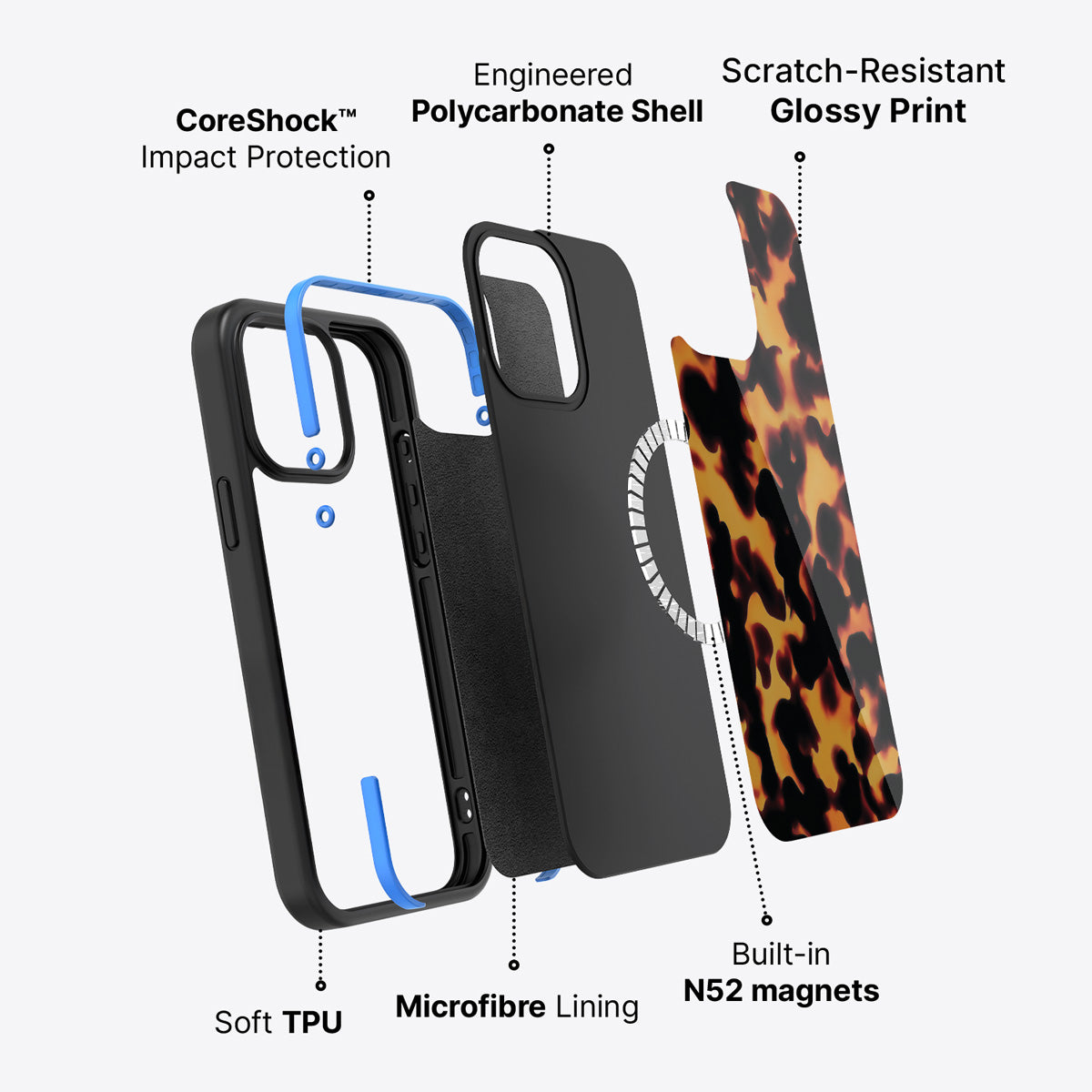 Animal Print Designer iPhone 15 Pro Max Case – Tortoise Shell | MagSafe — view 3