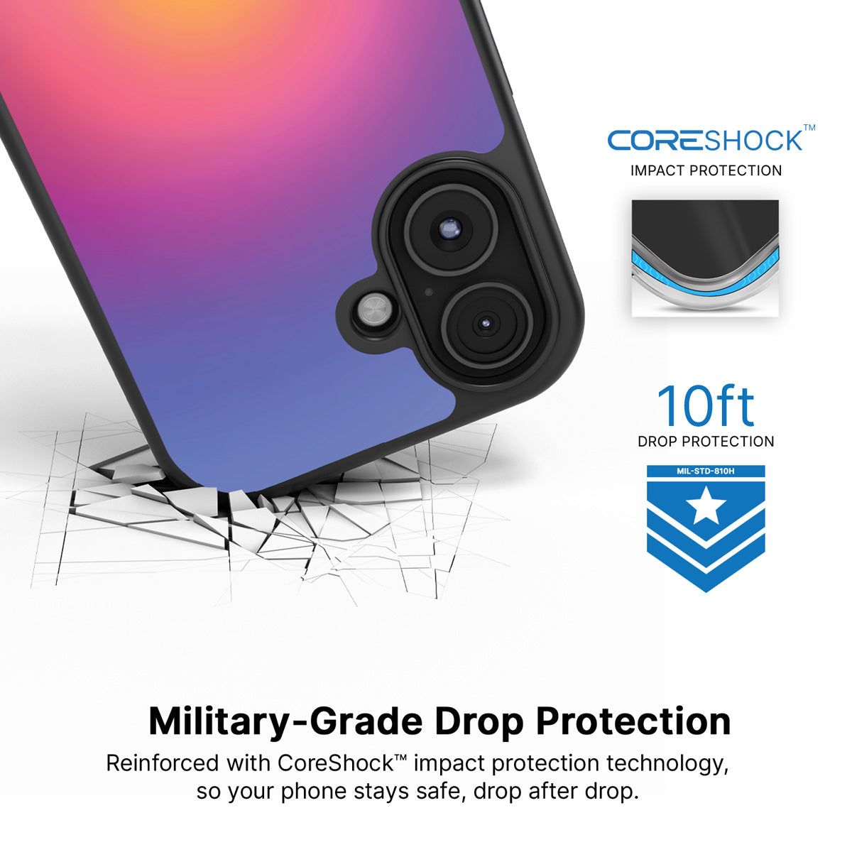 Aura Glow iPhone 16 case with drop protection