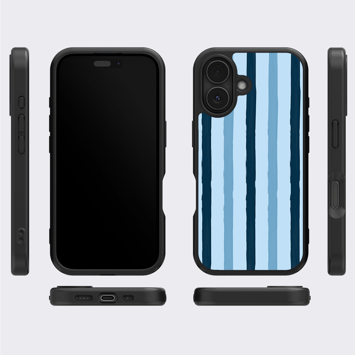 Blue Watercolor Stripes - iPhone 16 Case #case type_core (magsafe), #case type_core (non magsafe)