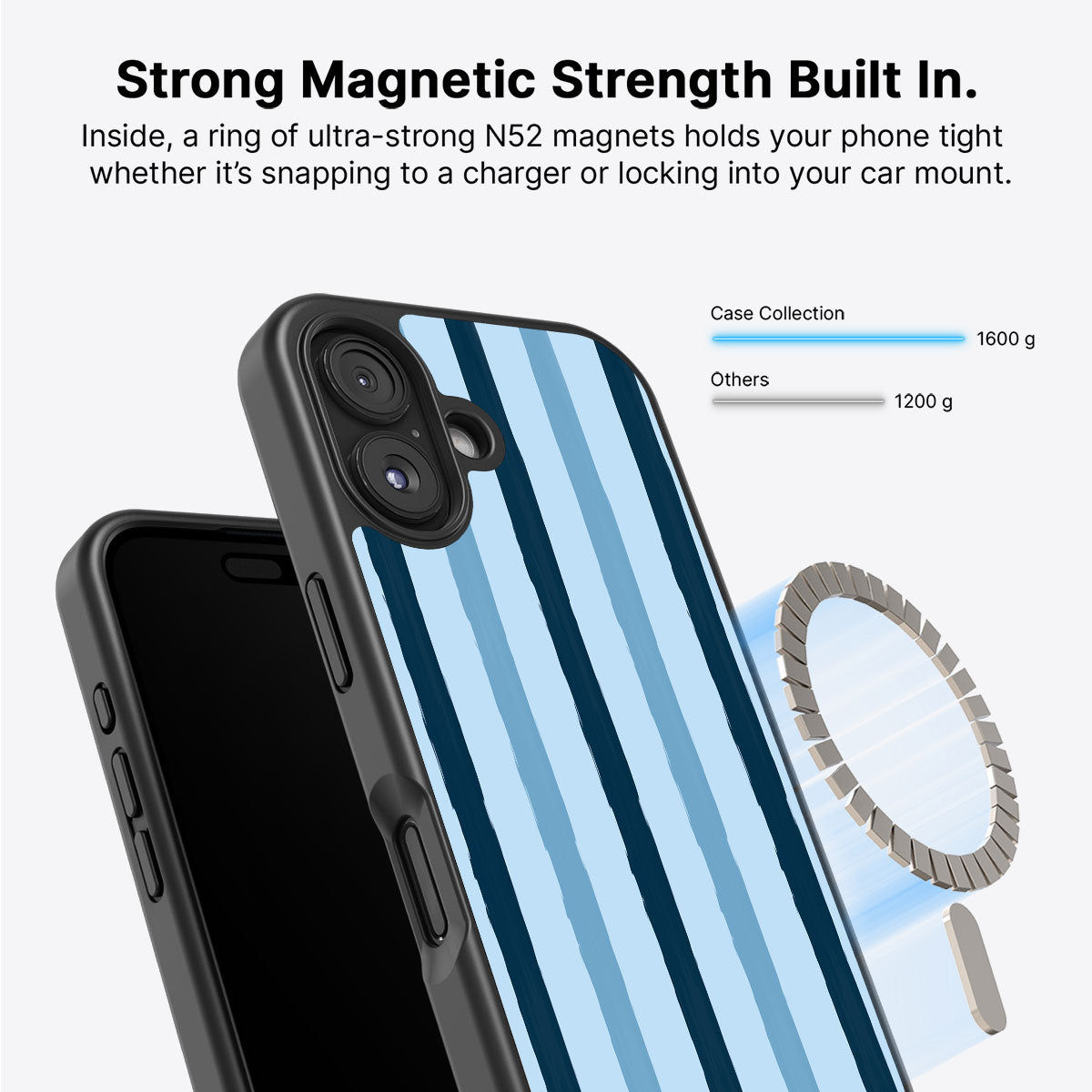 Blue Watercolor Stripes - iPhone 16 Case #case type_core (magsafe)