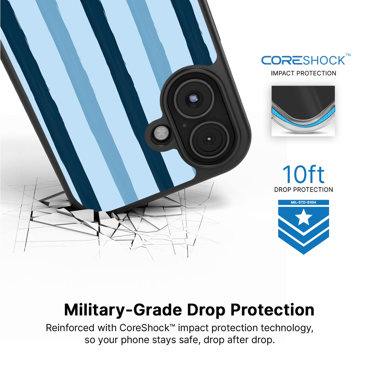Blue Watercolor Stripes - iPhone 16 Case #case type_core (magsafe), #case type_core (non magsafe)