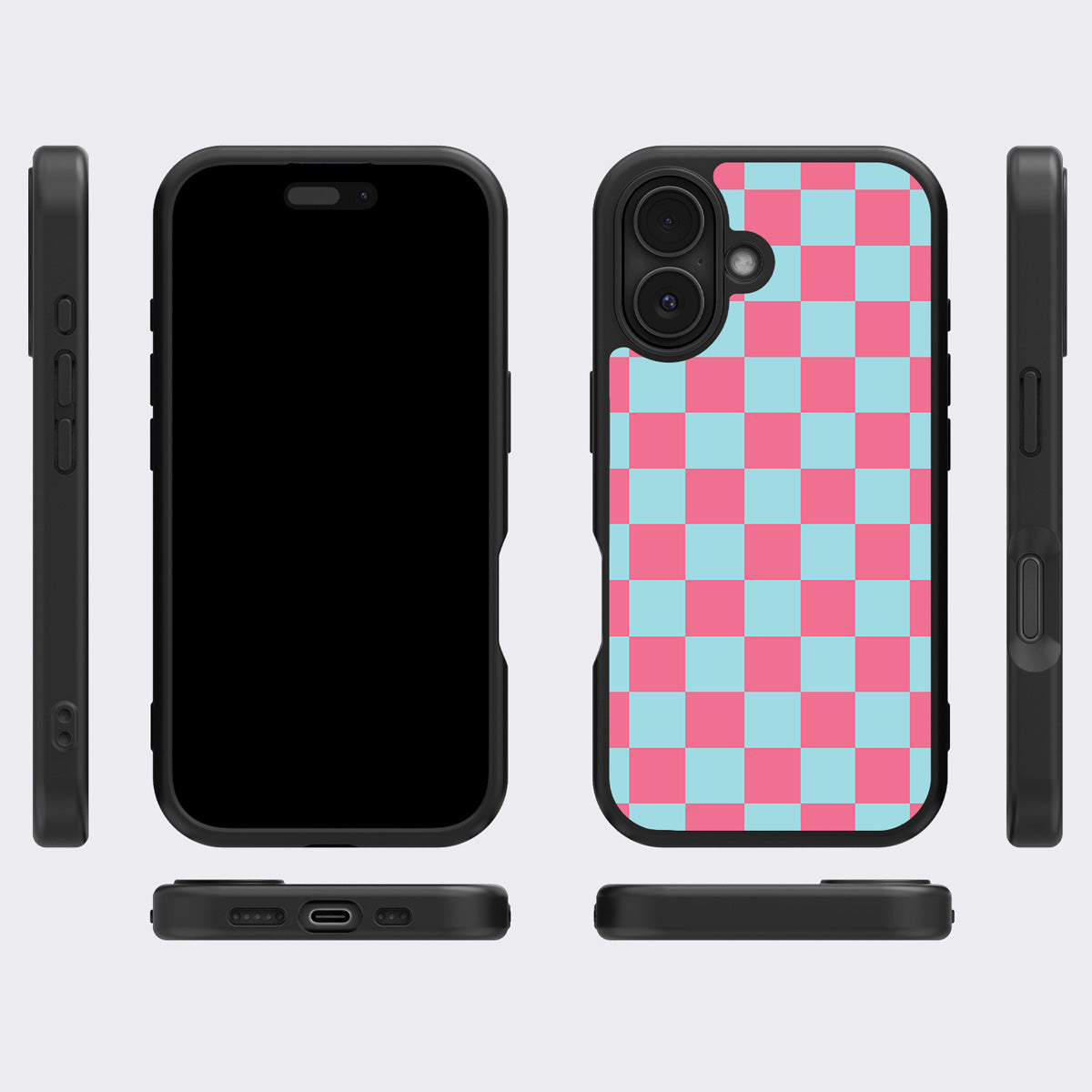 Blue Checkered Designer iPhone 16 Case – Candy Floss | MagSafe — view 7