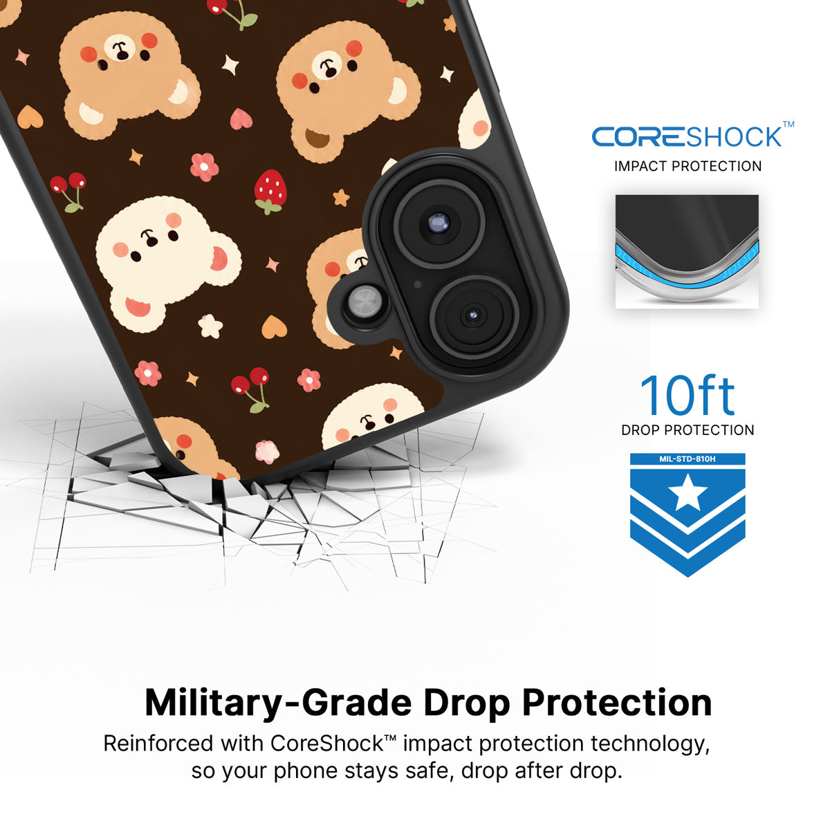 Cocoa Cuddles iPhone 16 case with drop protection