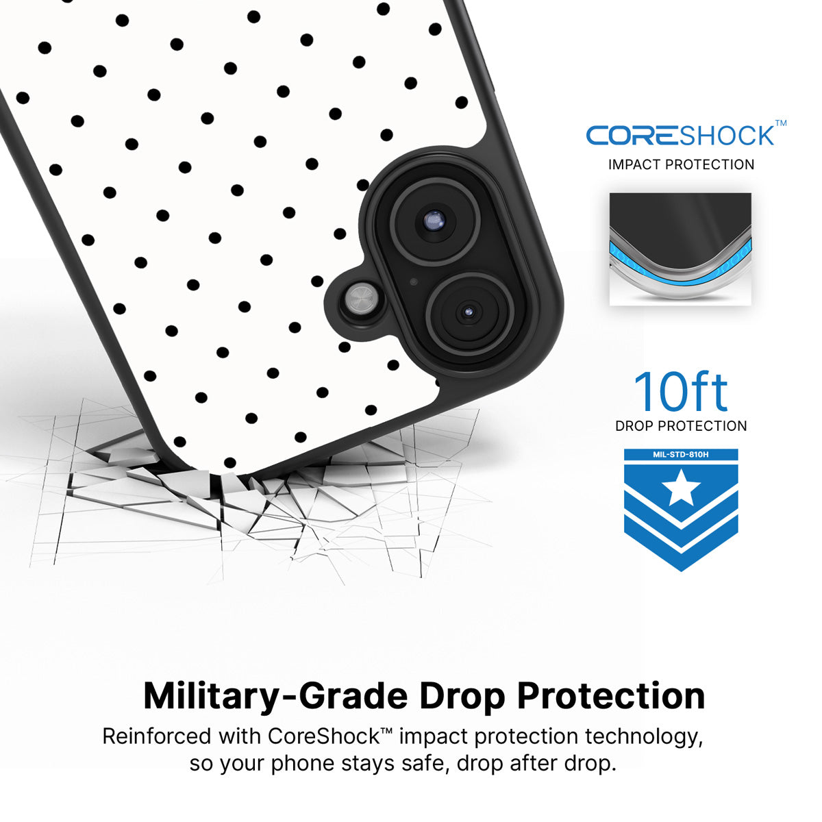 Ivory Sprinkle iPhone 16 case with drop protection