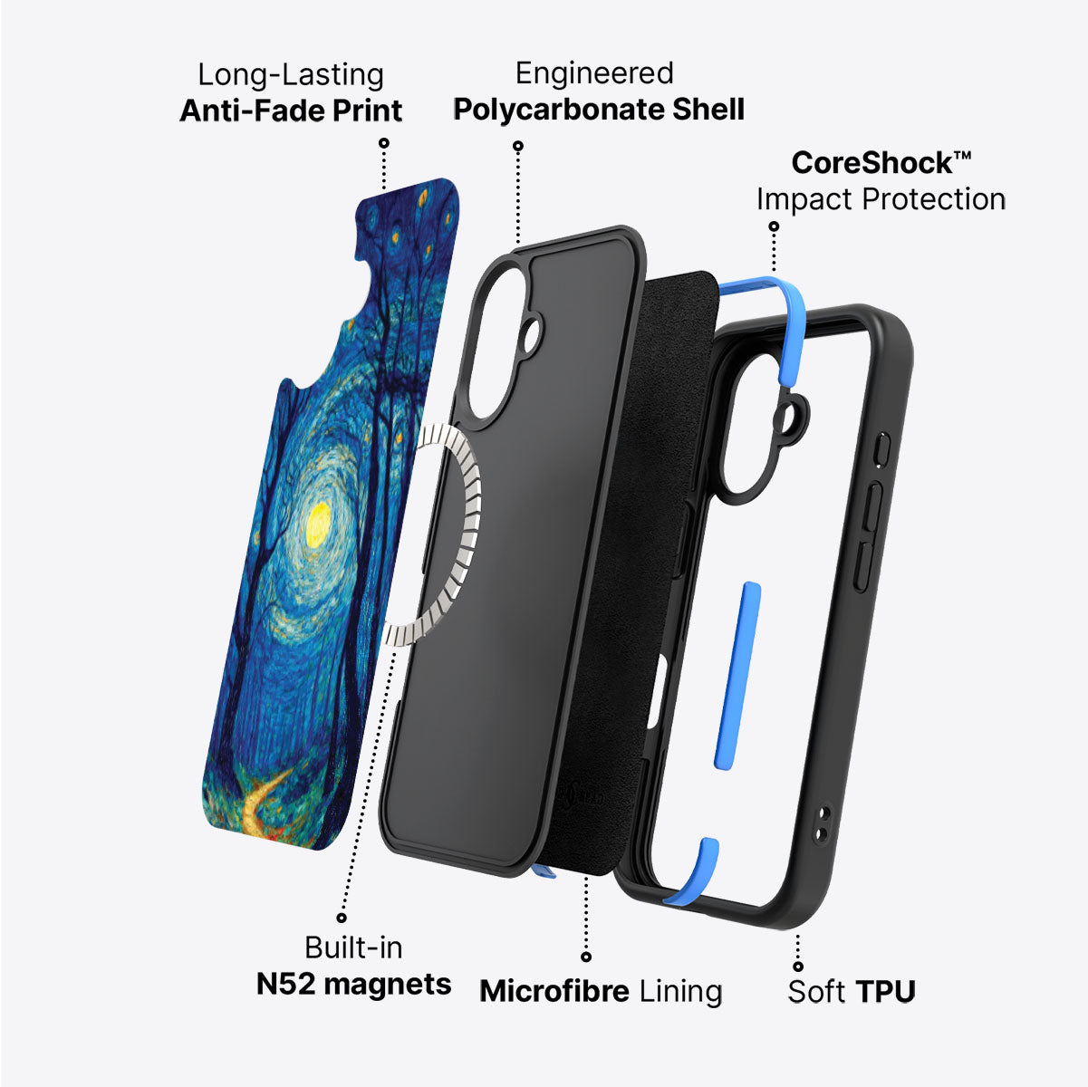 iPhone 16 Case with MagSafe – Moonlit Forest