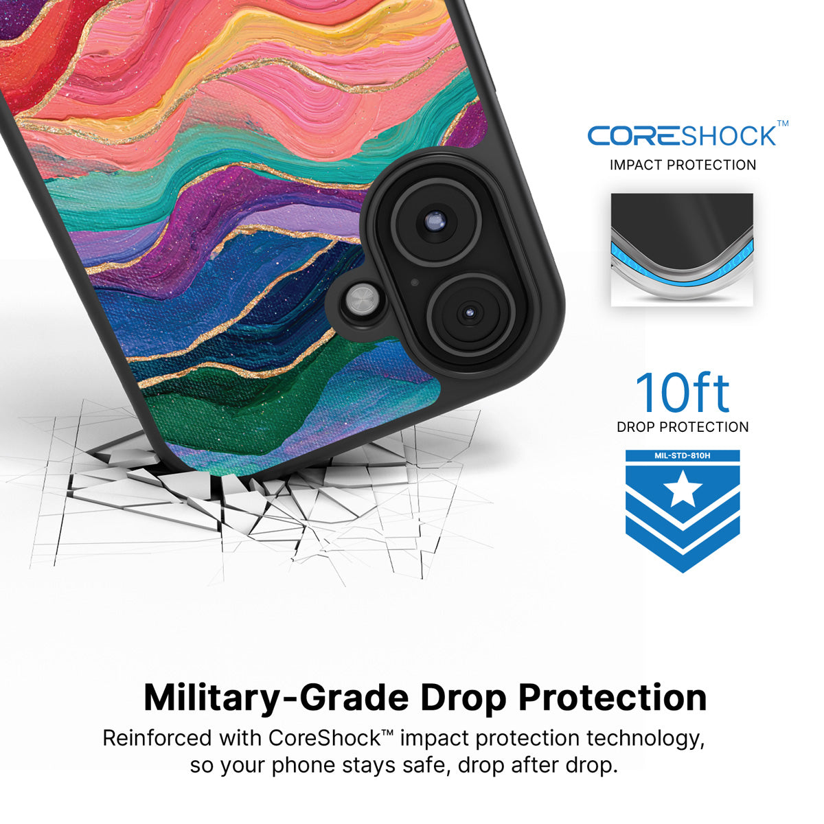 Painted Peaks iPhone 16 case with drop protection