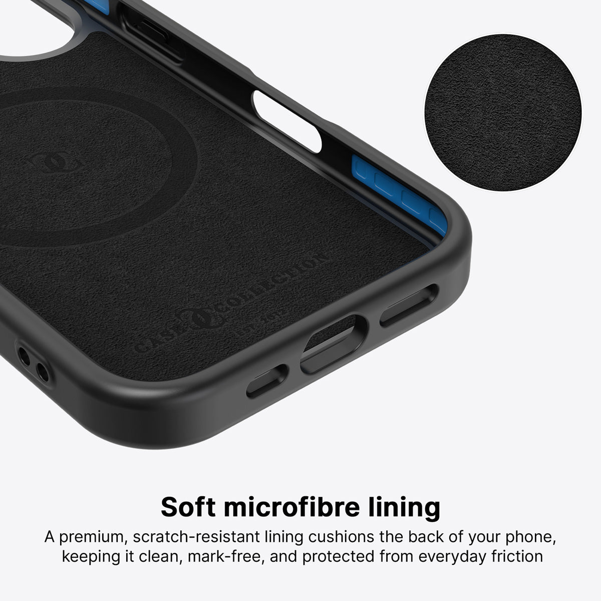 iPhone 16 case interior – Painted Peaks microfibre lining