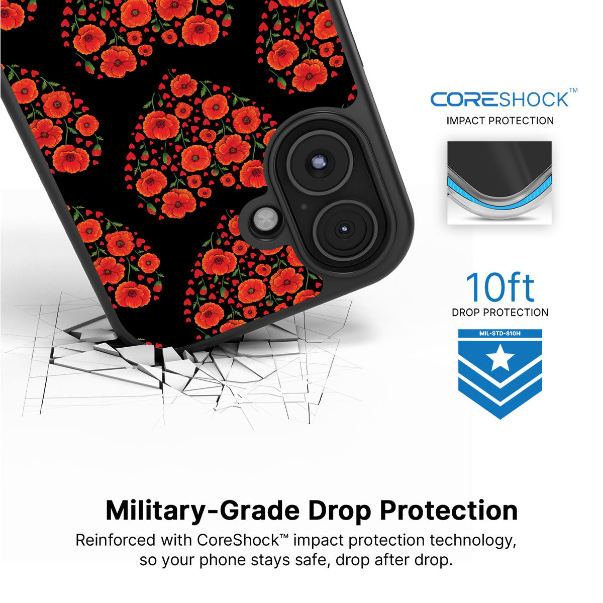 Poppy Heart - iPhone 16 Case #case type_core (magsafe), #case type_core (non magsafe)