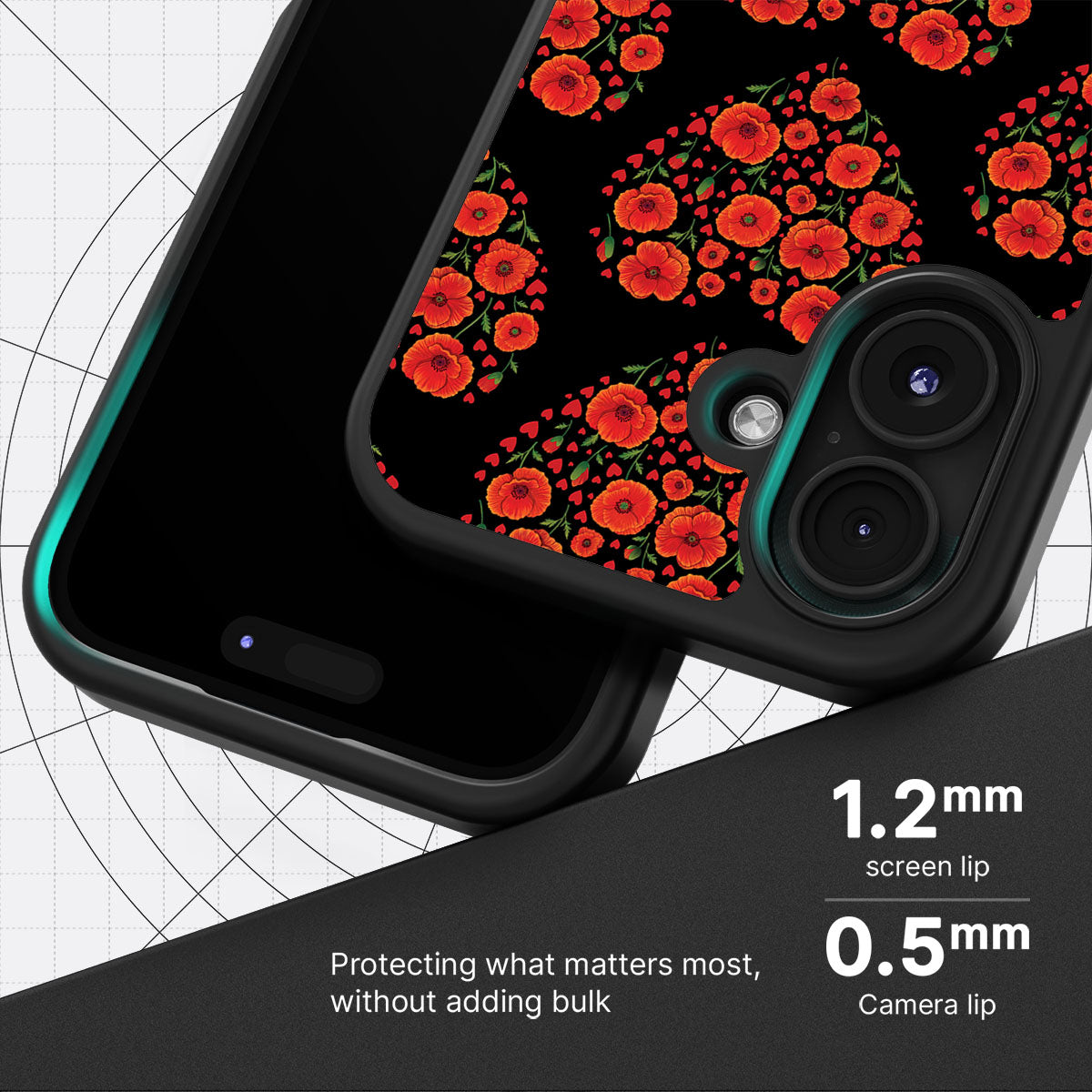 Poppy Heart - iPhone 16 Case #case type_core (magsafe), #case type_core (non magsafe)