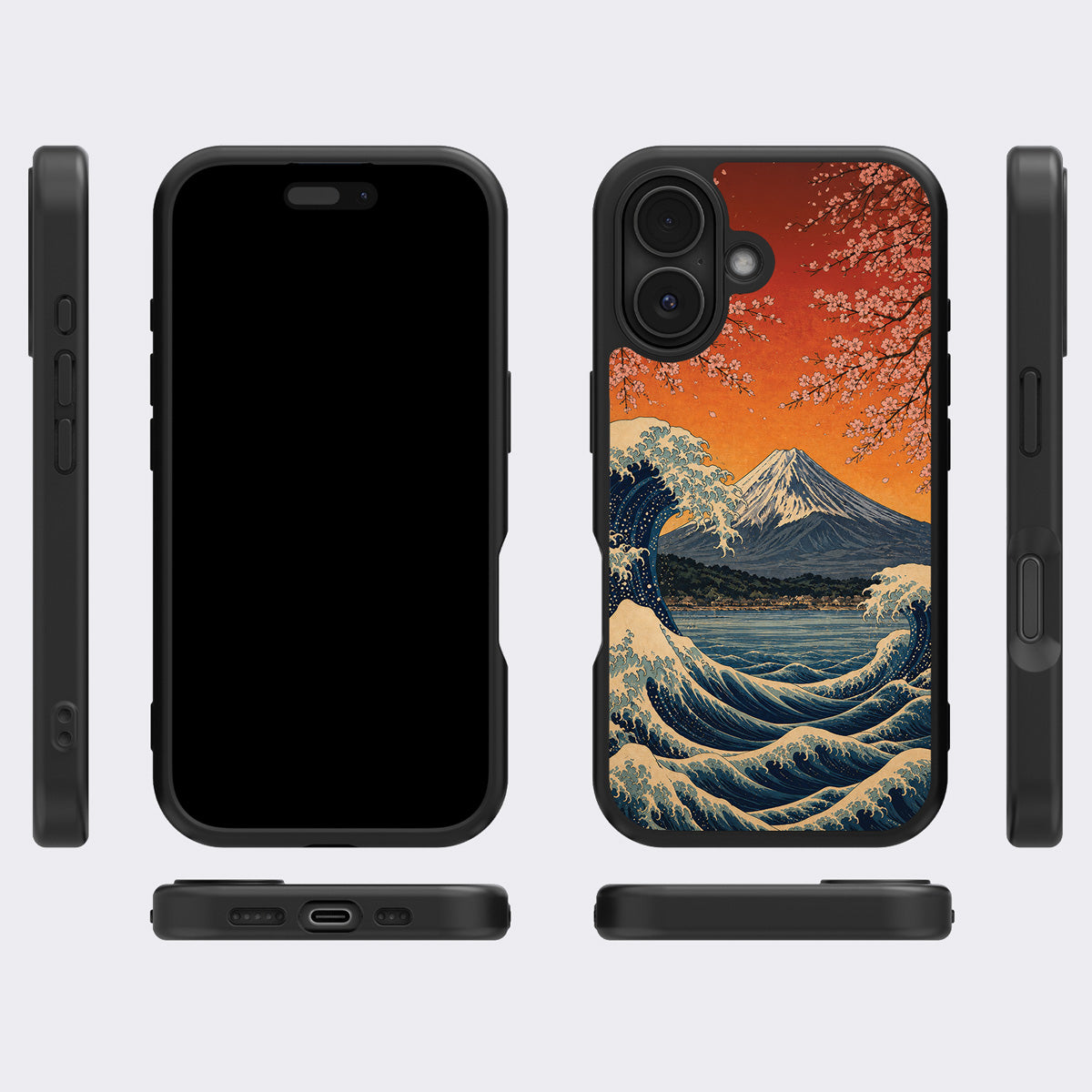 Sakura Coast iPhone 16 case cover – multi-angle view