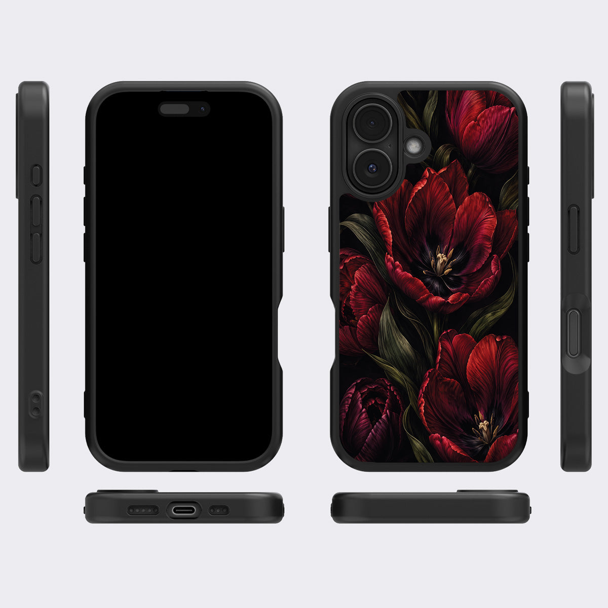 Scarlet Hour iPhone 16 case cover – multi-angle view