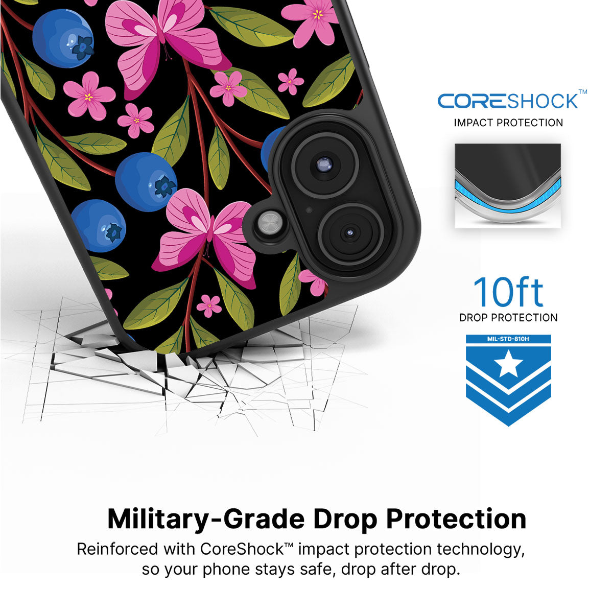 Blueberry Butterflies - iPhone 16 Plus Case #case type_core (magsafe), #case type_core (non magsafe)