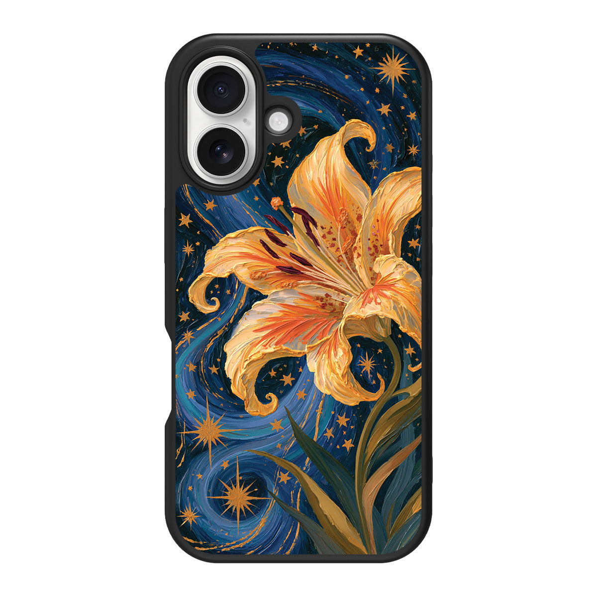 Celestial Bloom design back view – iPhone 16 Plus case