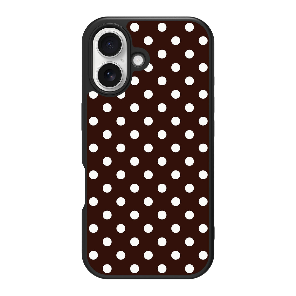 Cocoa Confetti design back view – iPhone 16 Plus case