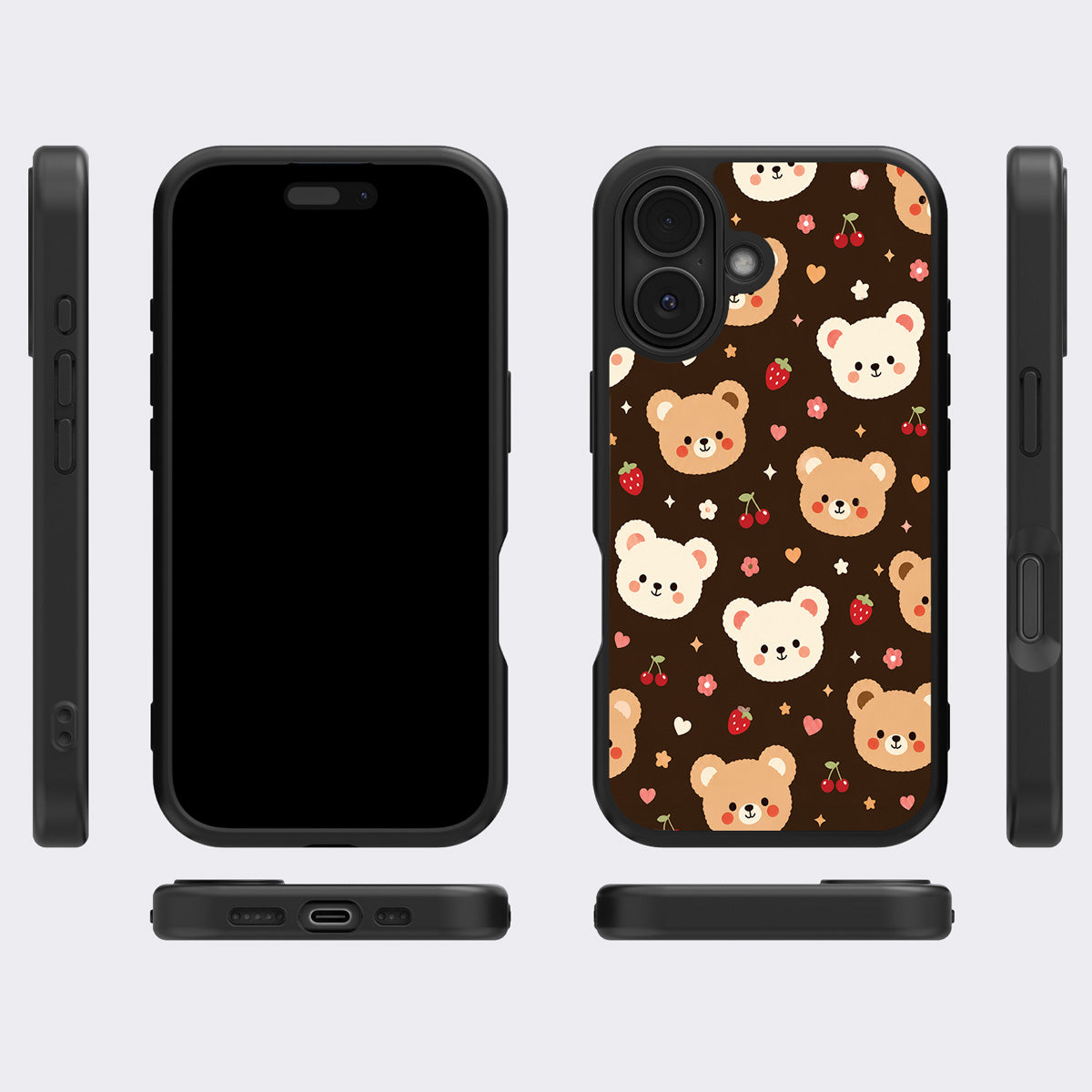 Cocoa Cuddles iPhone 16 Plus case cover – multi-angle view