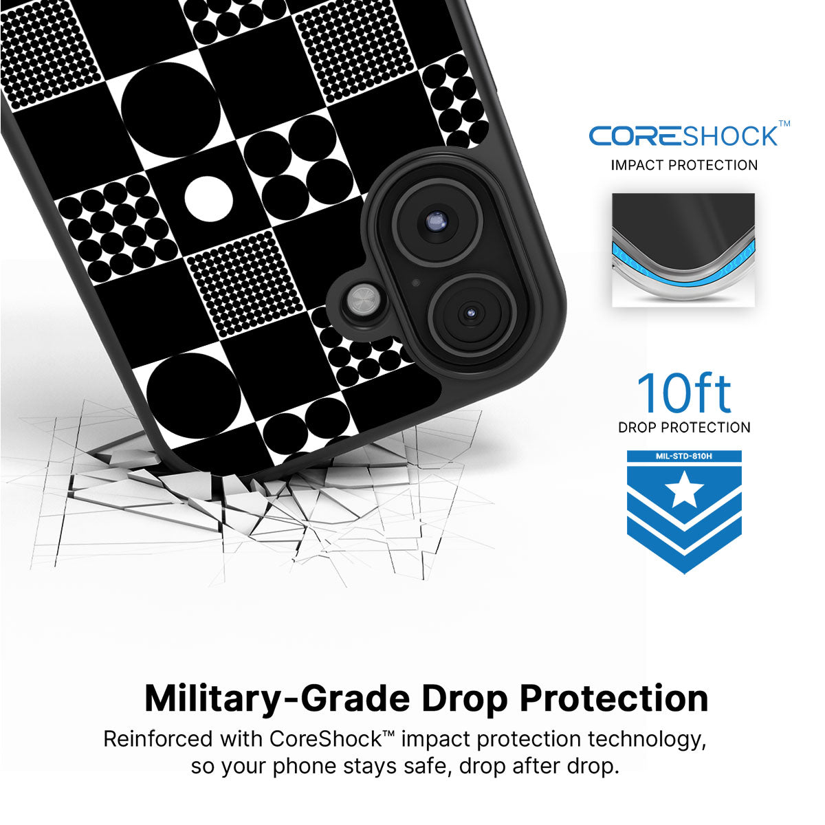 Grid and Orb - iPhone 16 Plus Case #case type_core (magsafe), #case type_core (non magsafe)