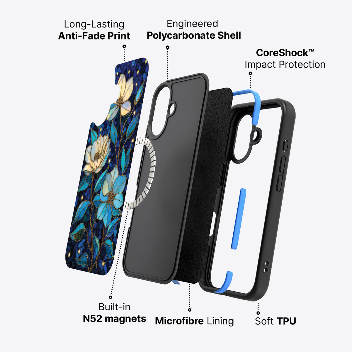 iPhone 16 Plus Case with MagSafe – Midnight Magnolia