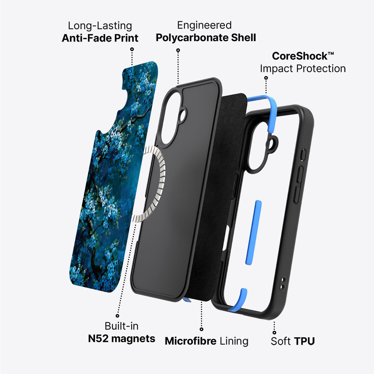 Moonlit Petals - iPhone 16 Plus Case #case type_core (magsafe)