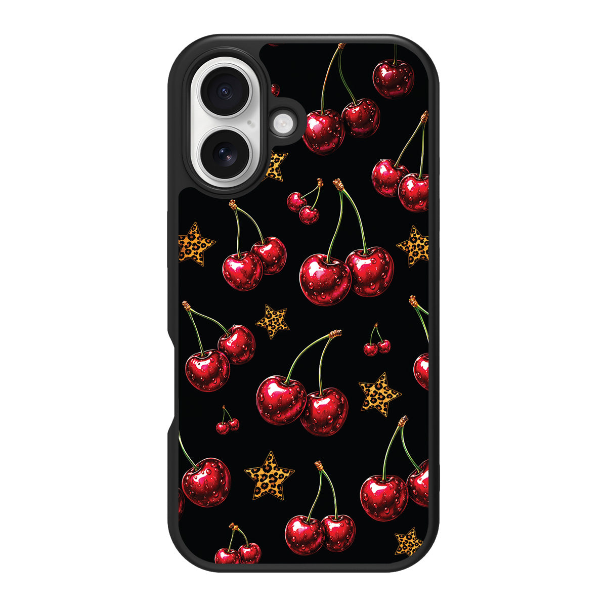 Rebel Cherry design back view – iPhone 16 Plus case