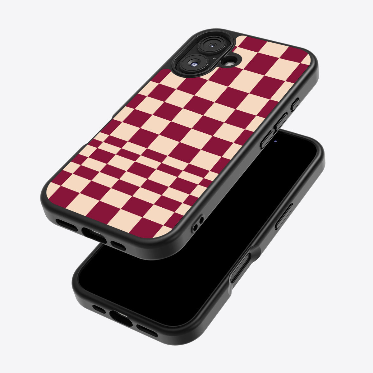 Rouge Board iPhone 16 Plus case – back and side view